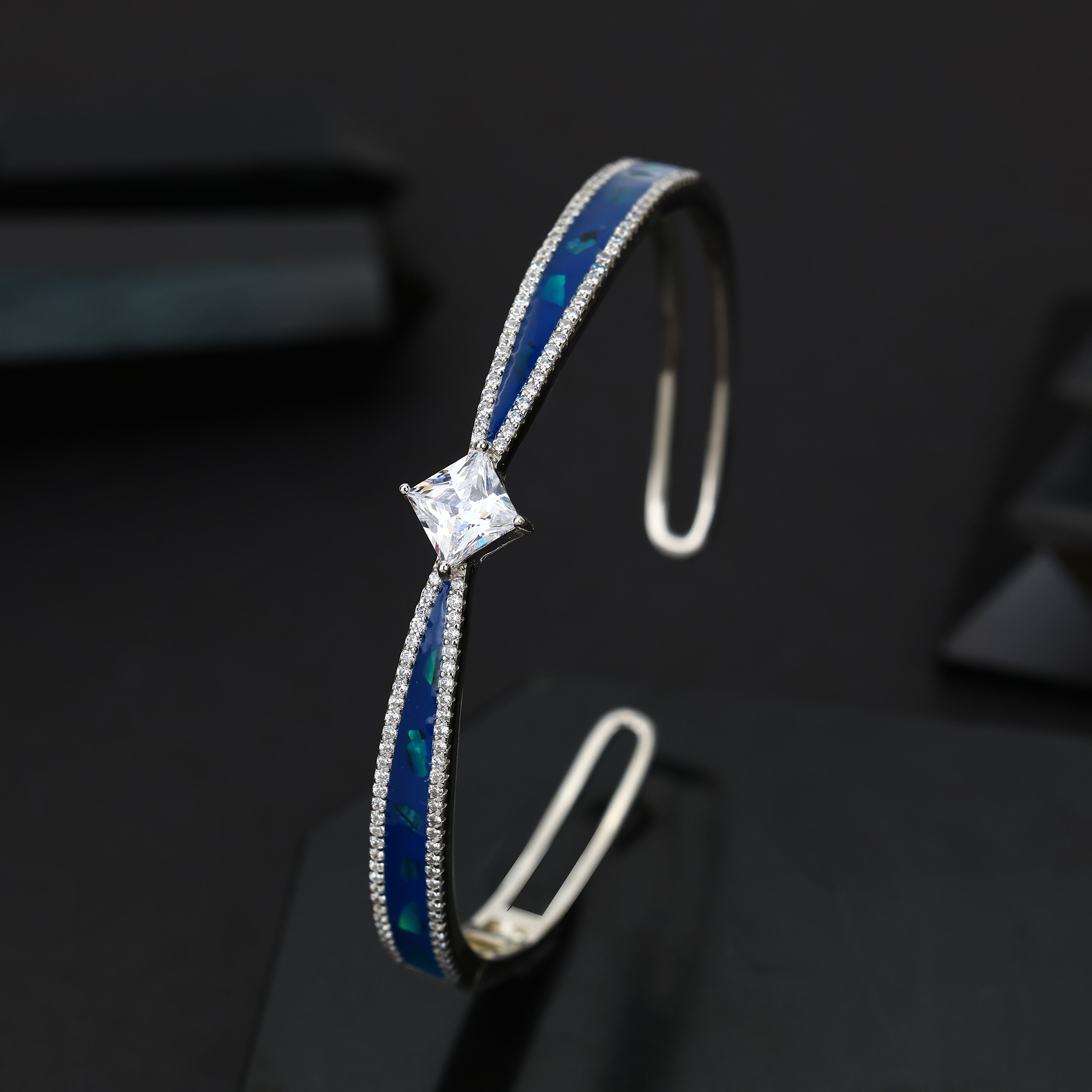 Royal Blue Stone Inlay Open Bracelet