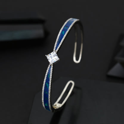 Royal Blue Stone Inlay Open Bracelet