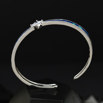 Royal Blue Stone Inlay Open Bracelet