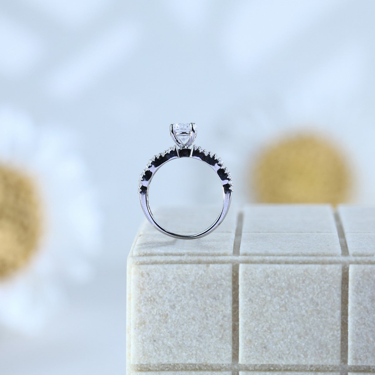 Sparkling Solitaire Silver Ring