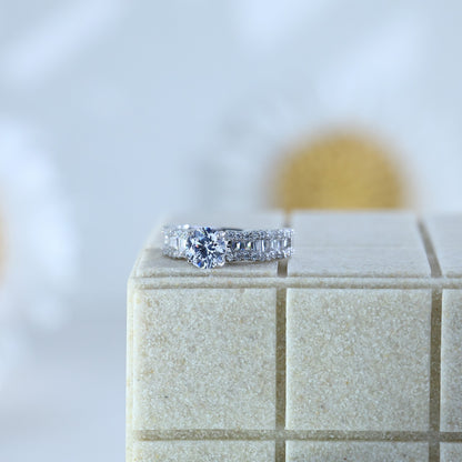 Sparkling Solitaire Silver Ring