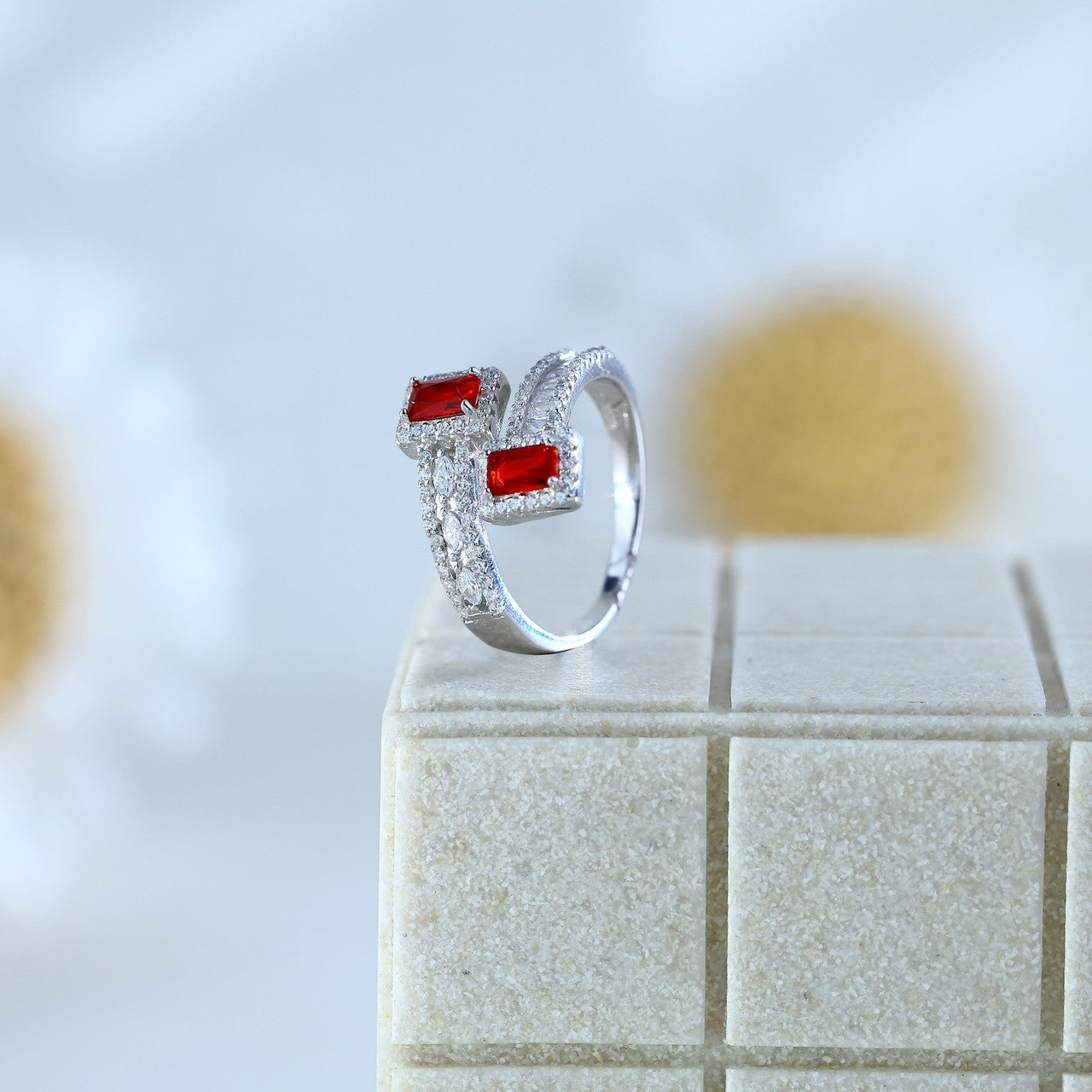 Trendy Red Stone Silver Ring | Gift For Girls & Women