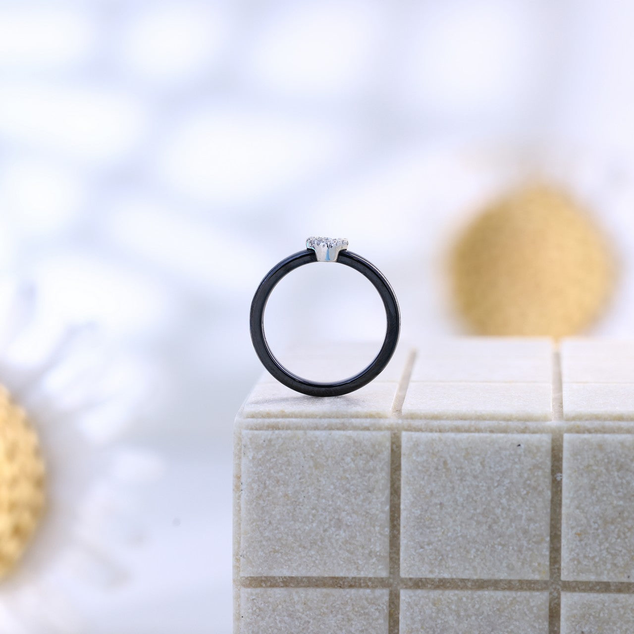 Silver Square Ceramic Ring