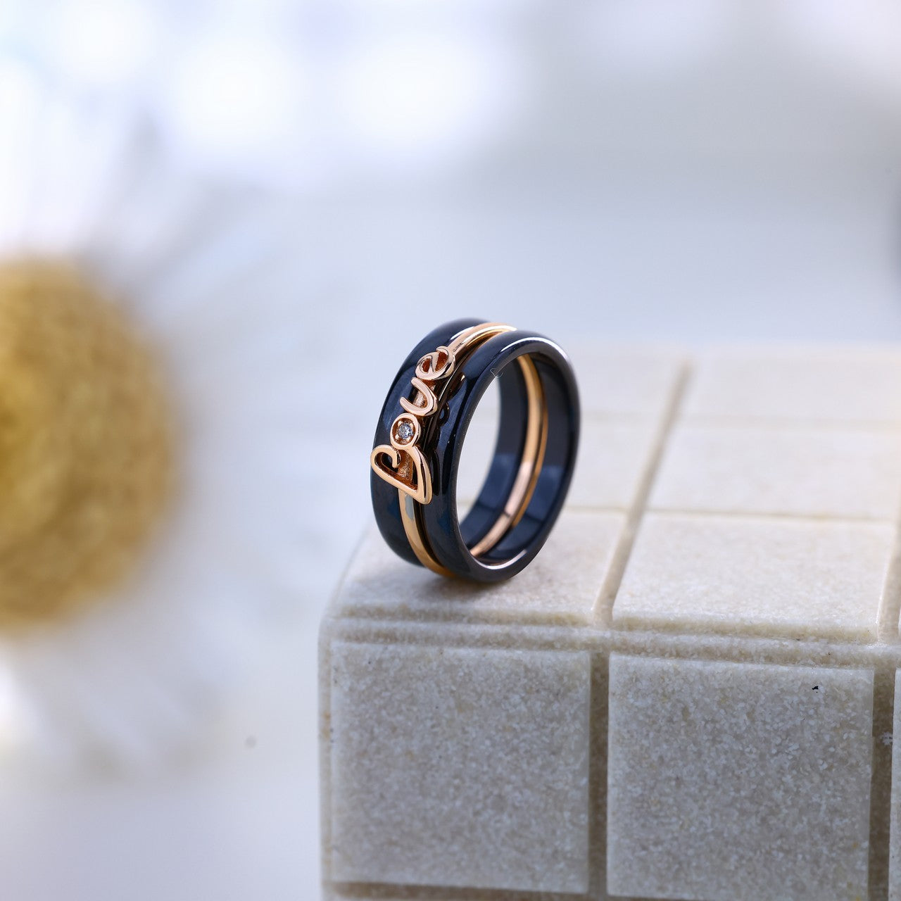 Silver Ceramic Ring Of Love