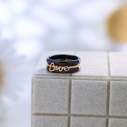 Silver Ceramic Ring Of Love