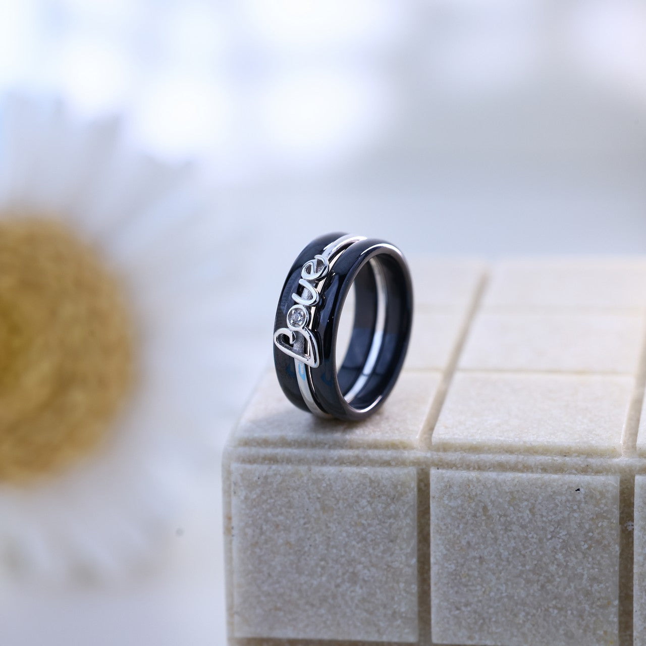 Forever Love Silver Ceramic Ring