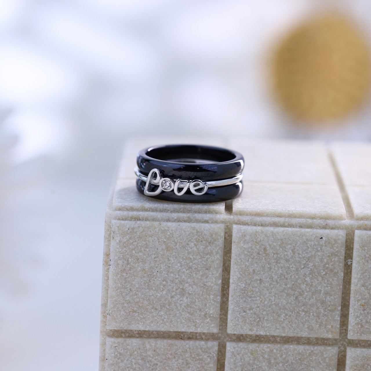 Forever Love Silver Ceramic Ring
