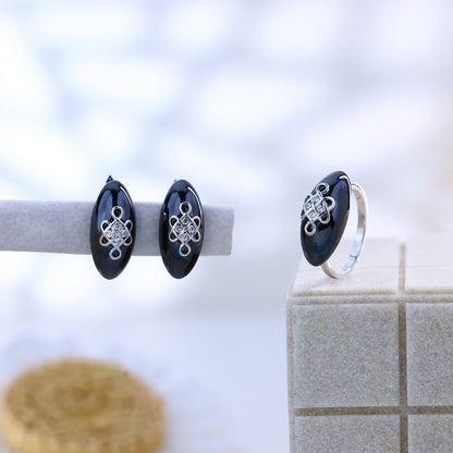 Modern Muse Black Ceramic Silver Set