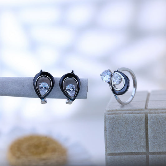 Silver Black Luxe Solitaire Duo