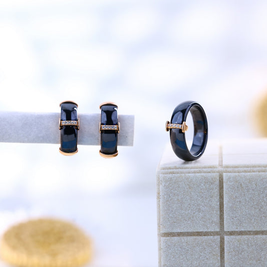 Rose Glow Ceramic Silver Set