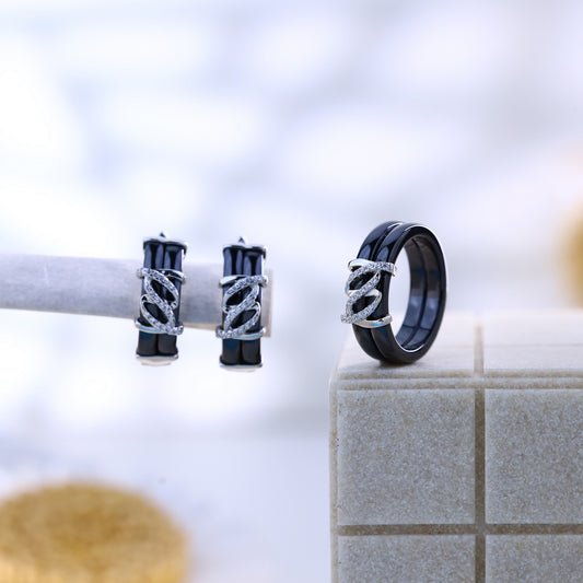 Silver Black Ceramic Twist Elegance Set