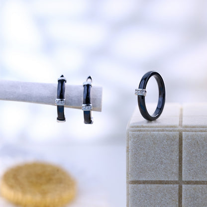 Modern Charm Black Silver Ceramic Set