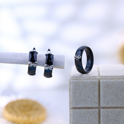 Black Ceramic Infinity Spark Silver Set