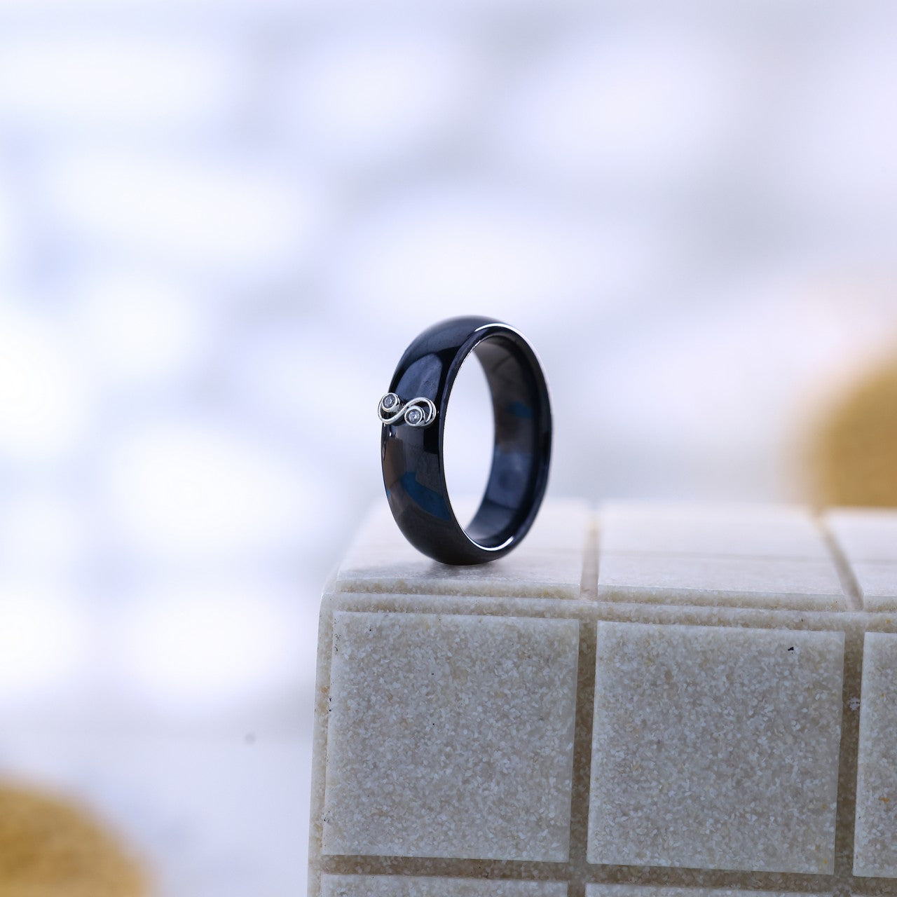 Black Ceramic Infinity Spark Silver Set