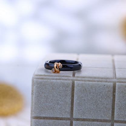 Dual Swirl Black Rose Silver Ceramic Set