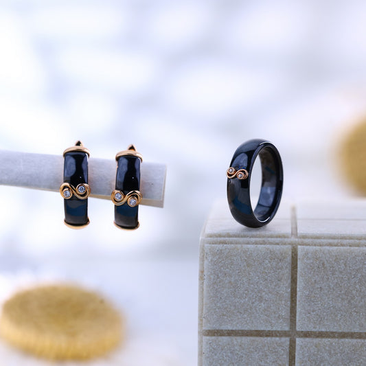 Infinity Shine Black Rose Silver Ceramic Set