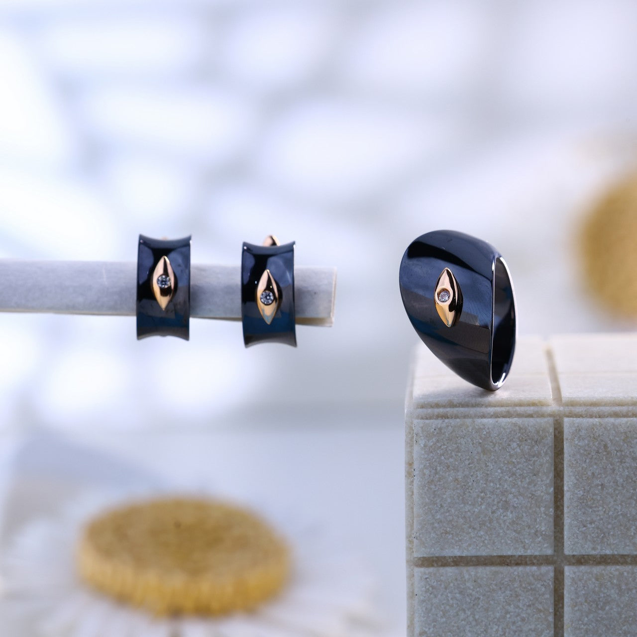 Eclipse Drop Rose Silver Ceramic Set