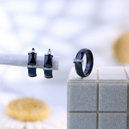 Luxe Line Black Ceramic Silver Set