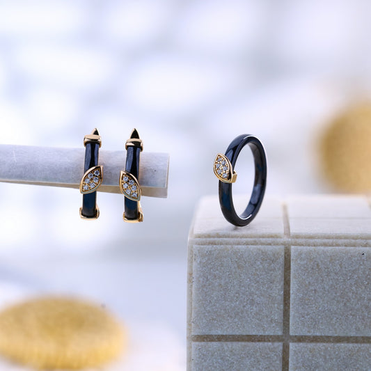 Modern Grace Silver Black Ceramic Set