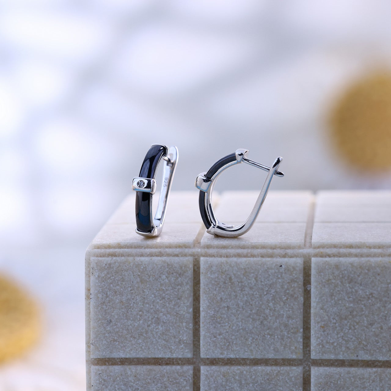 Black Ceramic Square Shine Silver Set