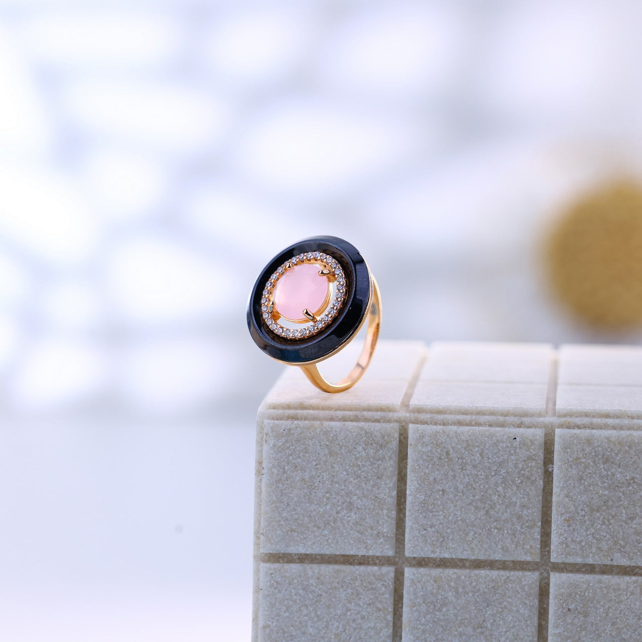 Ceramic Charm With Pink Glow Silver Rose Set