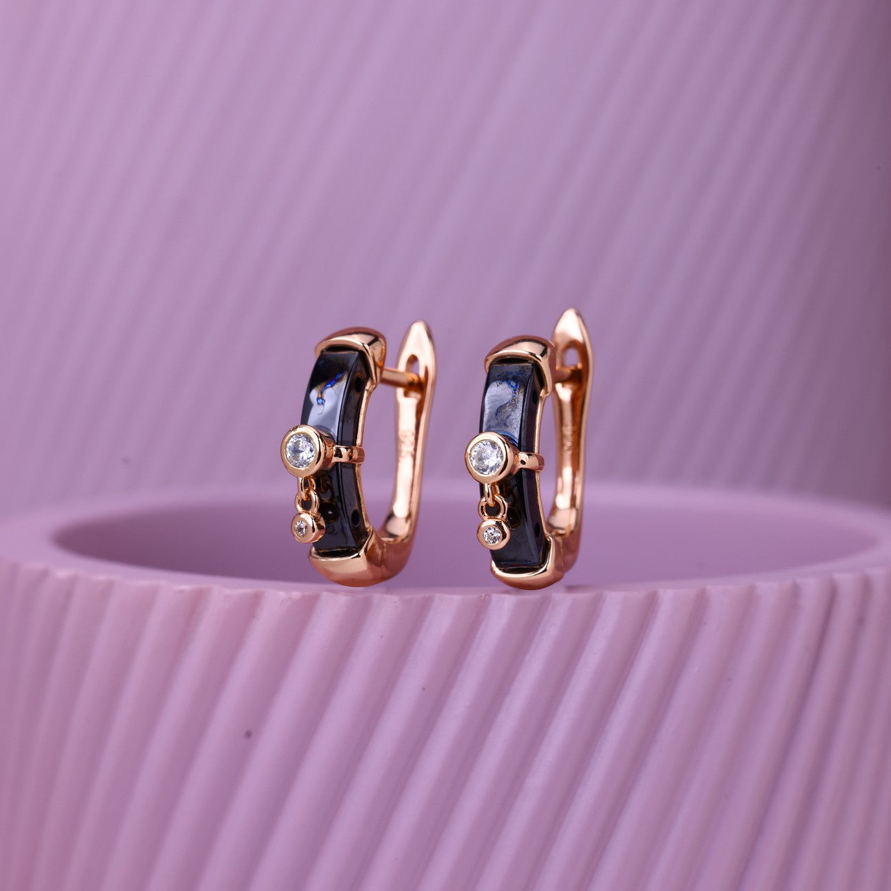 Noir Glow Silver Rose Earrings