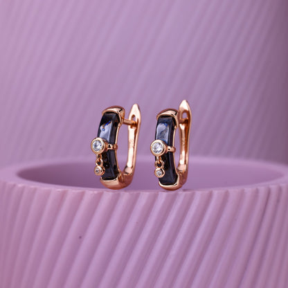 Noir Glow Silver Rose Earrings