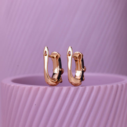 Noir Glow Silver Rose Earrings