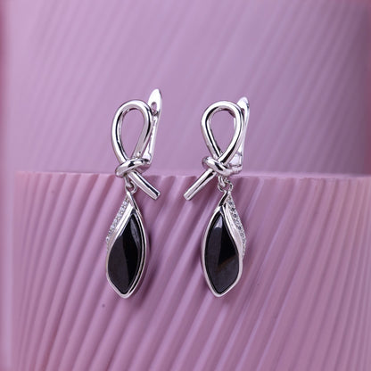 Elegant Knot Drop Earrings In 925 Sterling Silver