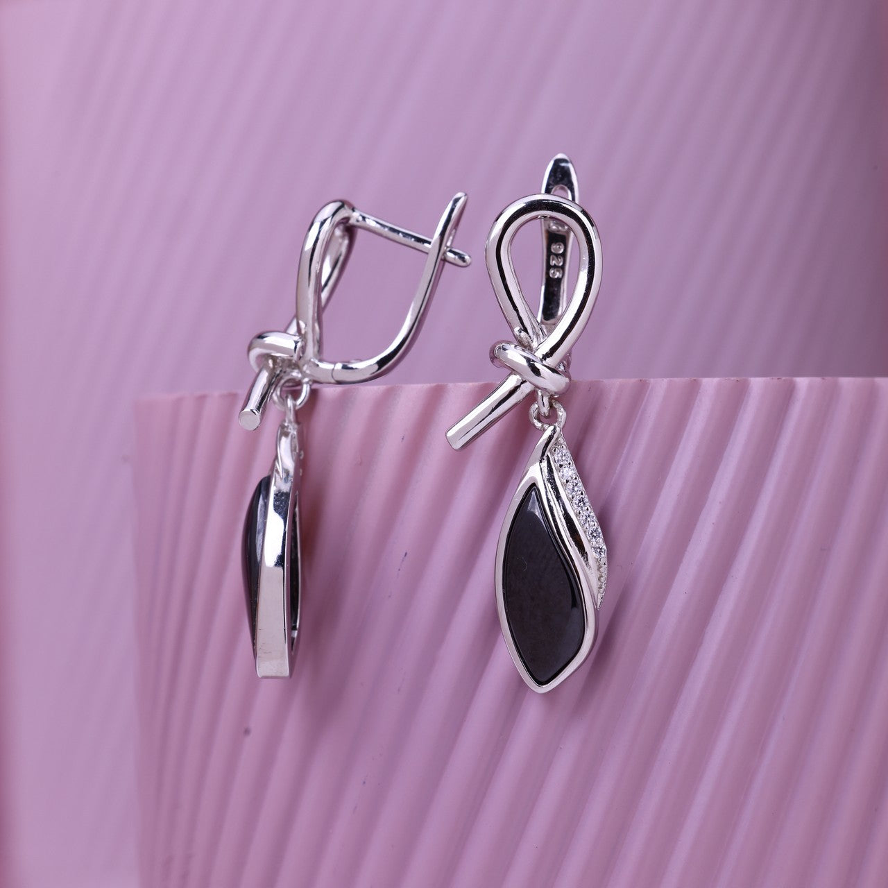 Elegant Knot Drop Earrings In 925 Sterling Silver