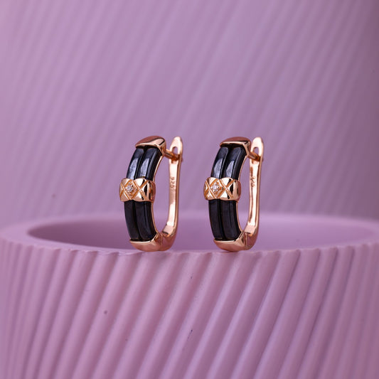Black Ceramic Elegance J-Lock Earrings