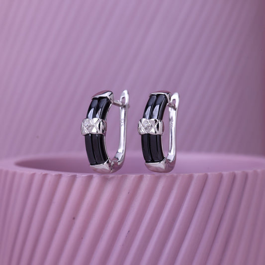 Black Ceramic Elegance J-Lock Earrings