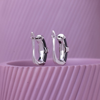 Black Ceramic Elegance J-Lock Earrings