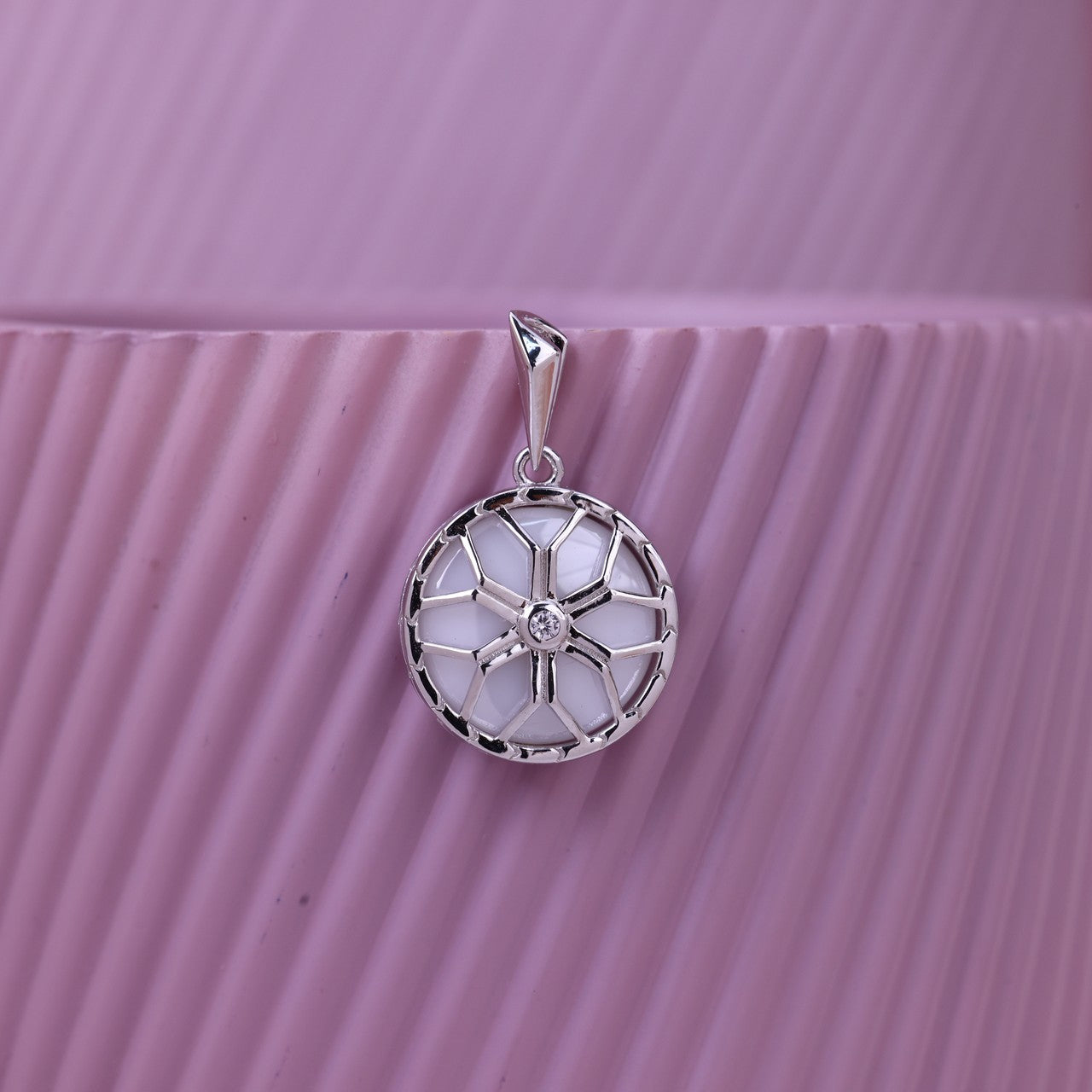Silver Glow Floral Pendant
