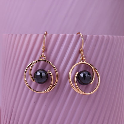 Noir Motion Ball Earrings- Modern 925 Silver Rose Design