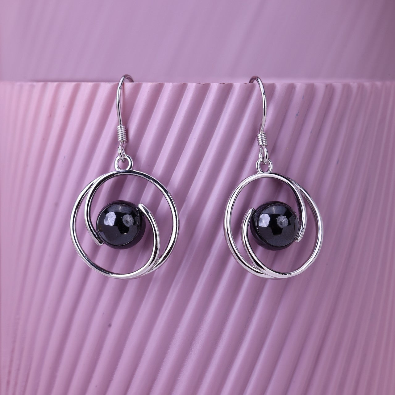 Noir Motion Ball Earrings - Modern 925 Silver Design