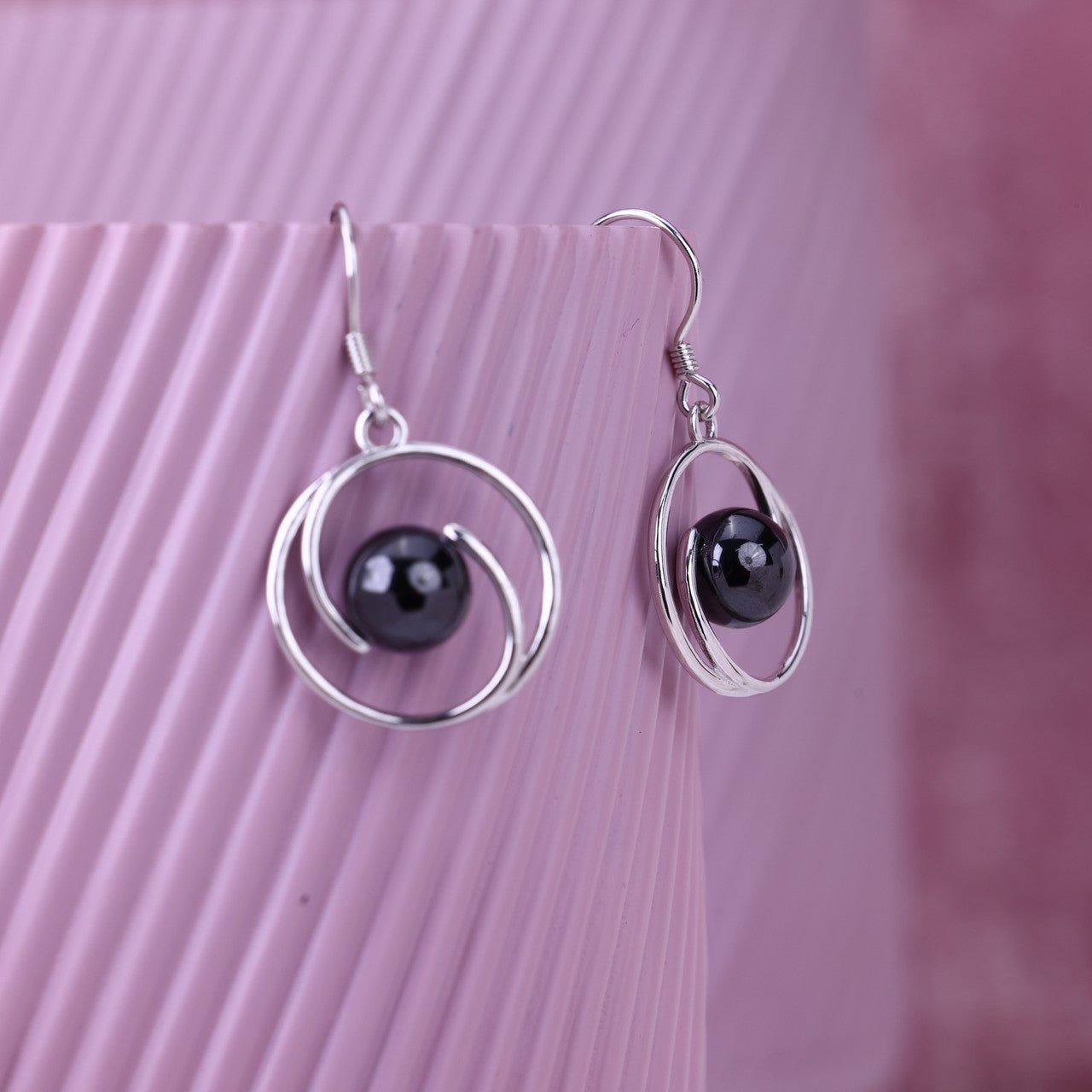 Noir Motion Ball Earrings - Modern 925 Silver Design