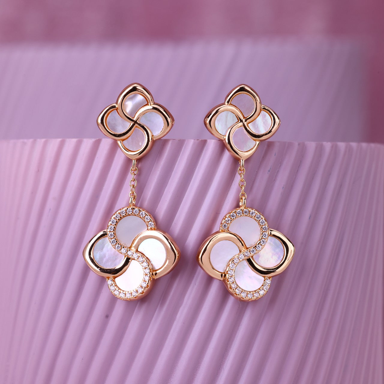 Pear Petal Harmony Dual- Tone Earrings