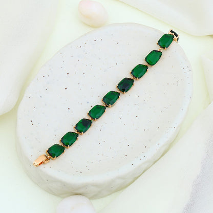 Timeless Green Glamour Silver Rose Bracelets