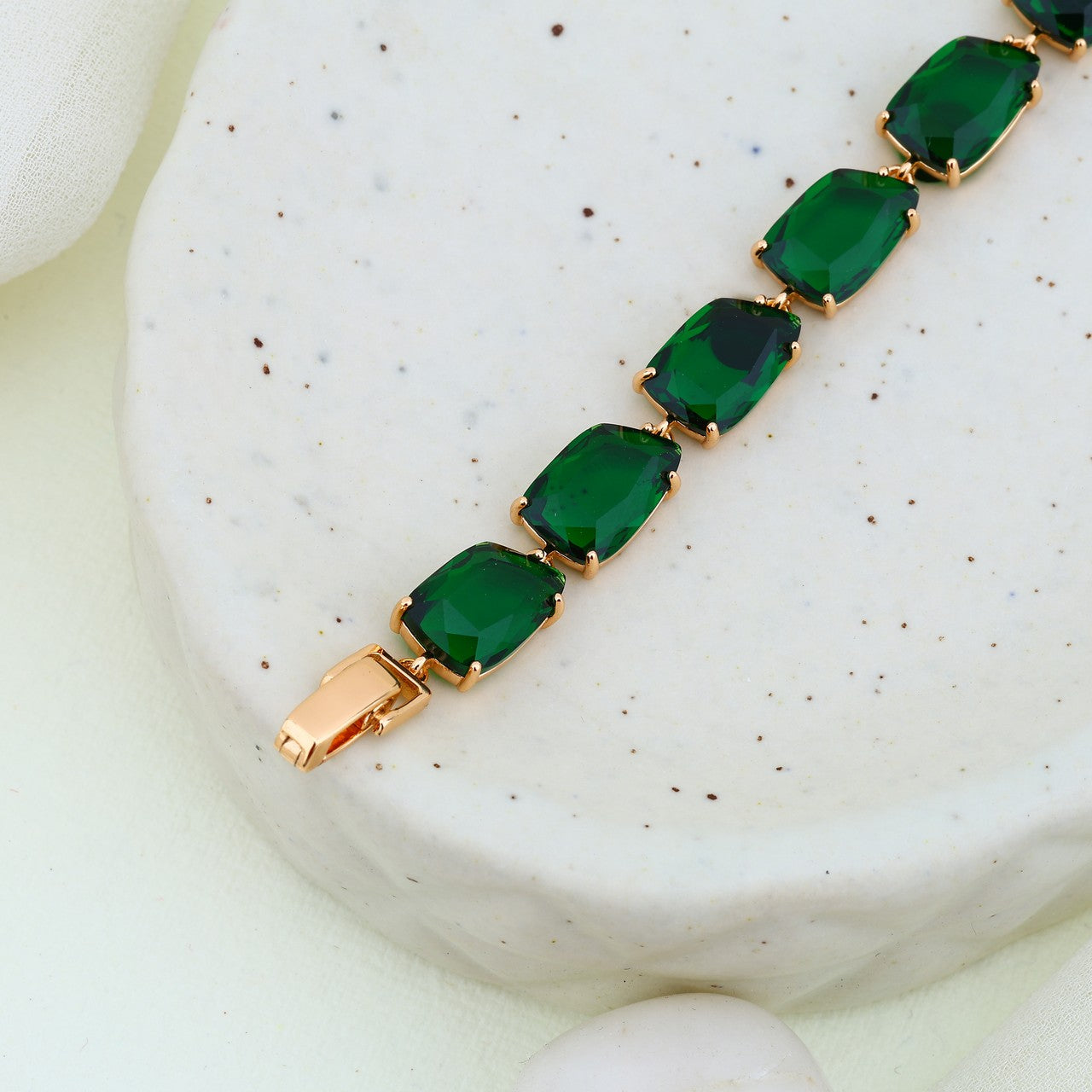 Timeless Green Glamour Silver Rose Bracelets