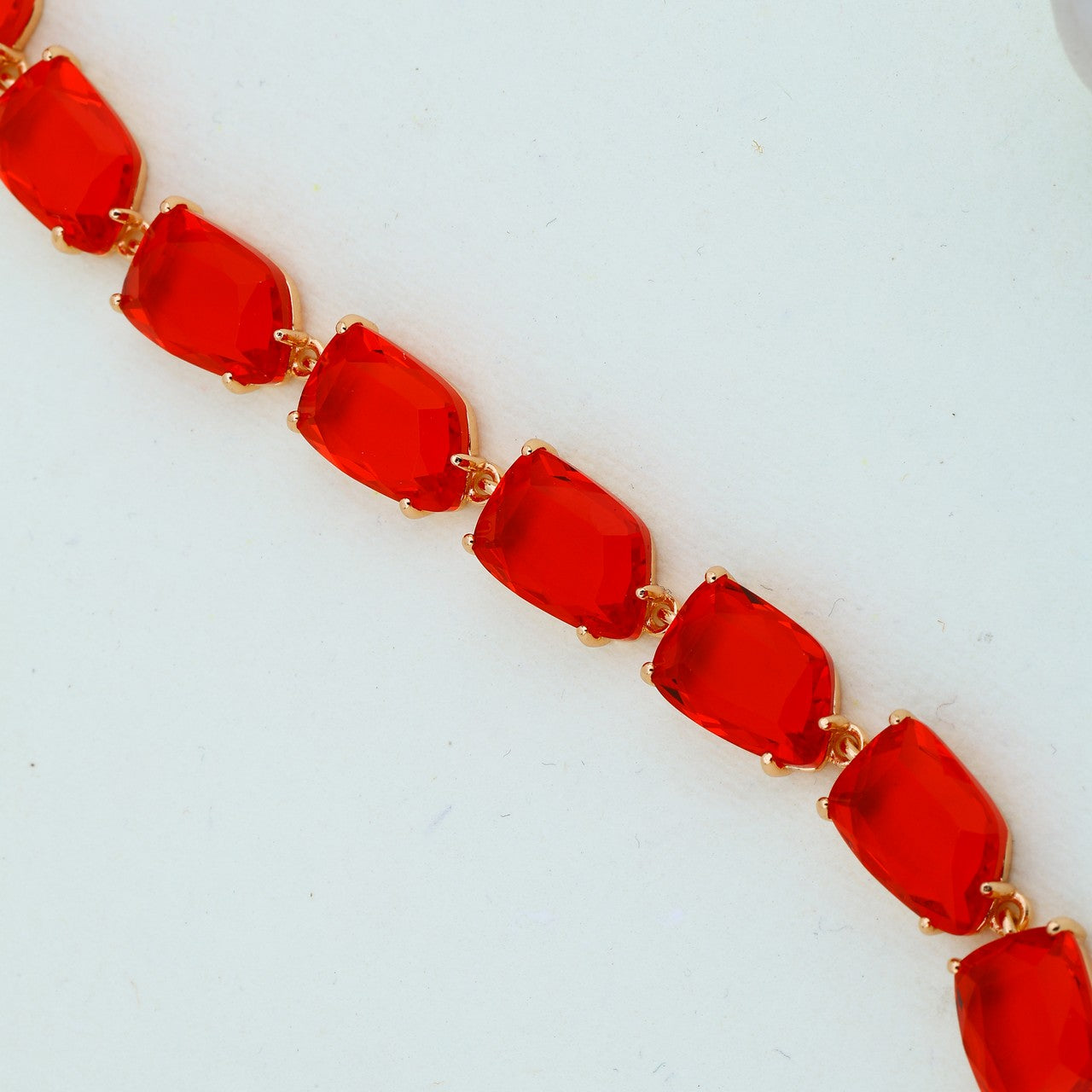 Bold Red Stone Rose Silver Bracelet
