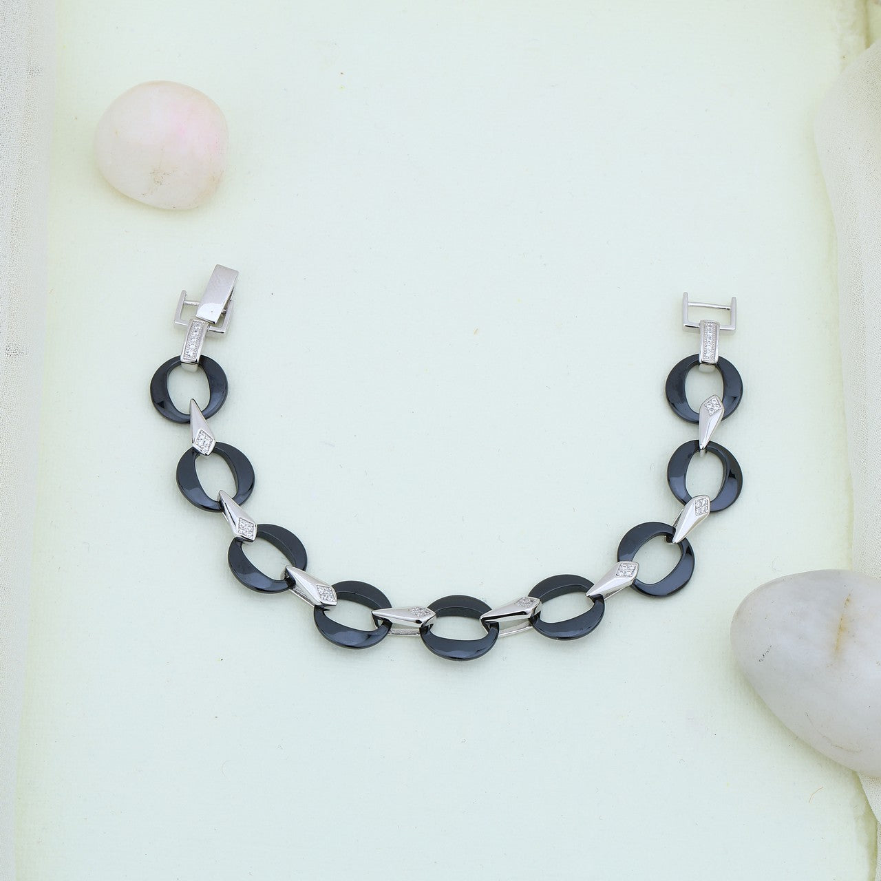 Black Ceramic With Crystal Detailing Bracelets