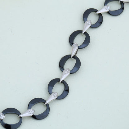 Black Ceramic With Crystal Detailing Bracelets