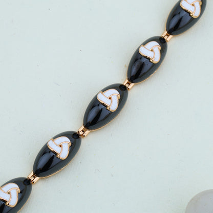 ELEGANT BLACK CAMEO SILVER ROSE BRACELETS -- CLASSIC VINTAGE CHARM