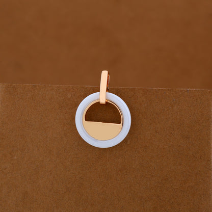 Rose Glow Half Round Silver Ceramic Pendant Set