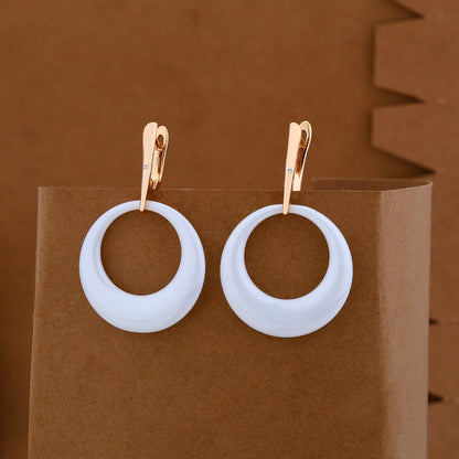 Rose Glow Half Round Silver Ceramic Pendant Set