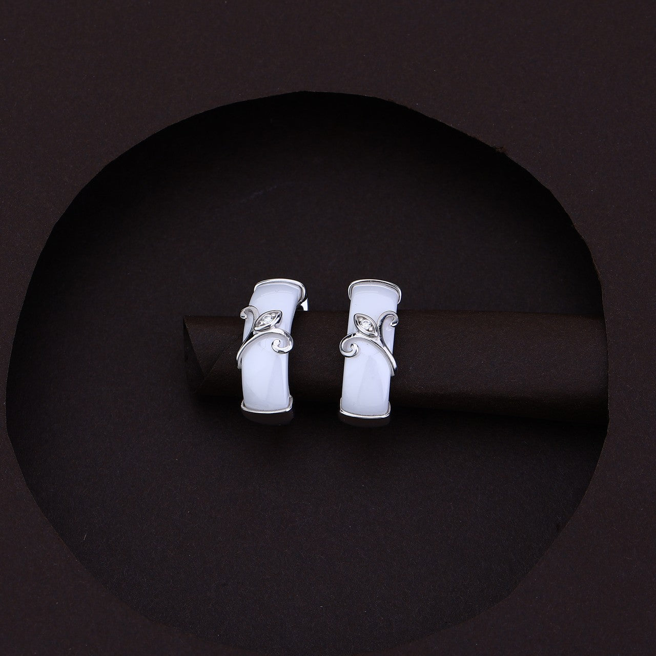 Silver Leaf Design Ring & Earrings Set