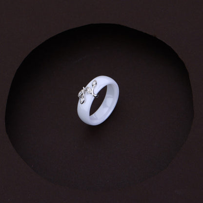 Silver Leaf Design Ring & Earrings Set