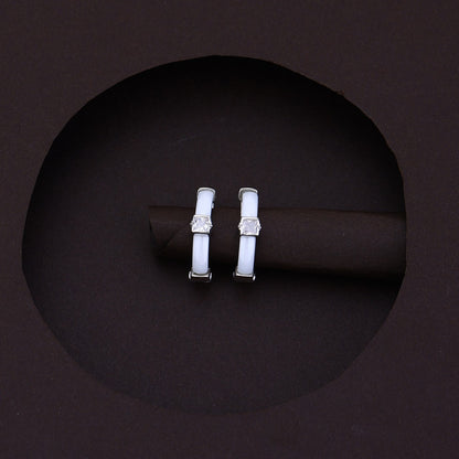 Classic Noir Solitaire White Silver Set