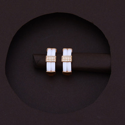 Rose Radiance White Ceramic Lock Earrings